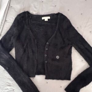 Aeropostale Black Fuzzy Cardigan